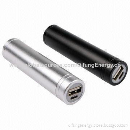 Cylinder Portable Power Bank Chargers, 5V/1A 2,200/2,600mAh Good Quality, Simple Design